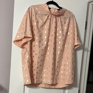 Elegant Peach Blouse with Silver Dots